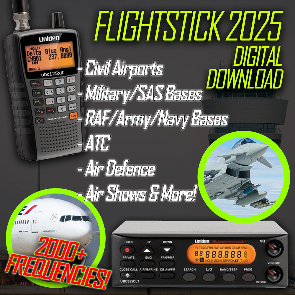 FlightStick 2025 Air Traffic Control Scanner Database DIGITAL DOWNLOAD 2000 Freqs. Civil / Mil