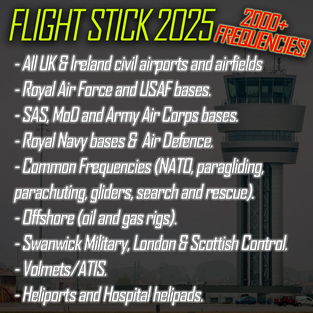 FlightStick 2025 Air Traffic Control Scanner Database DIGITAL DOWNLOAD 2000 Freqs. Civil / Mil